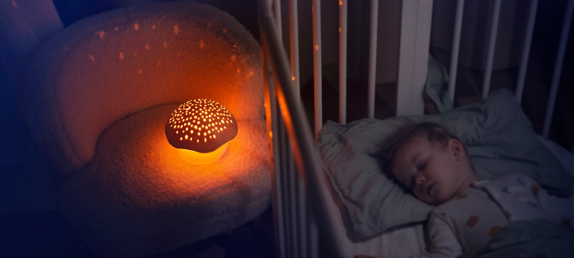 Veilleuse/projecteur pour endormir l'enfant de 0 à 3 ans - Produit  d'endormissement avec bruit blanc (battement de cœur intra-utérin) et  réveil aux pleurs