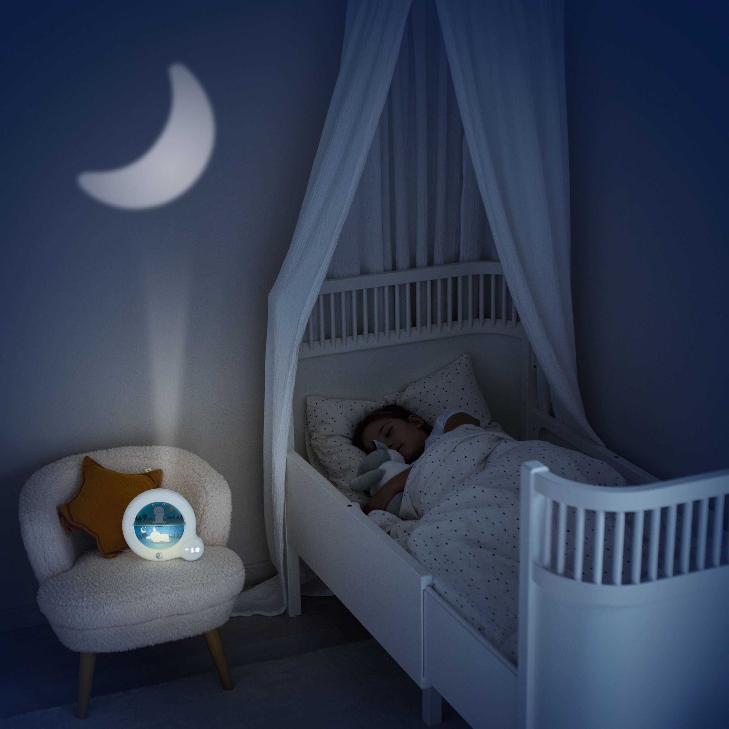 Pabobo x Kid Sleep - Réveil Enfant Educatif - Jour/Nuit - Lumineux - 2  Programmes : Matin ou Sieste - Option Veilleuse - Mixte : Fille et Garcon 